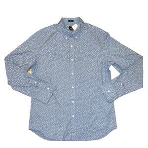 NWT J. Crew Men's Blue Daisies Floral Slim Flex Button Down Shirt - SIZE XL